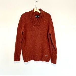 Solid Brand Wool Blend Orange Sweater